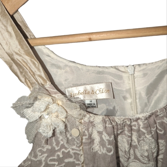 Isobella & Chloe Cotton Tulle Lined Knee Length Cottagecore Boho Dress 14 - Picture 5 of 11